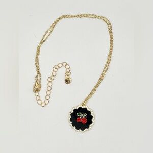 Cherry Pendant Set in Gold Tone Chain